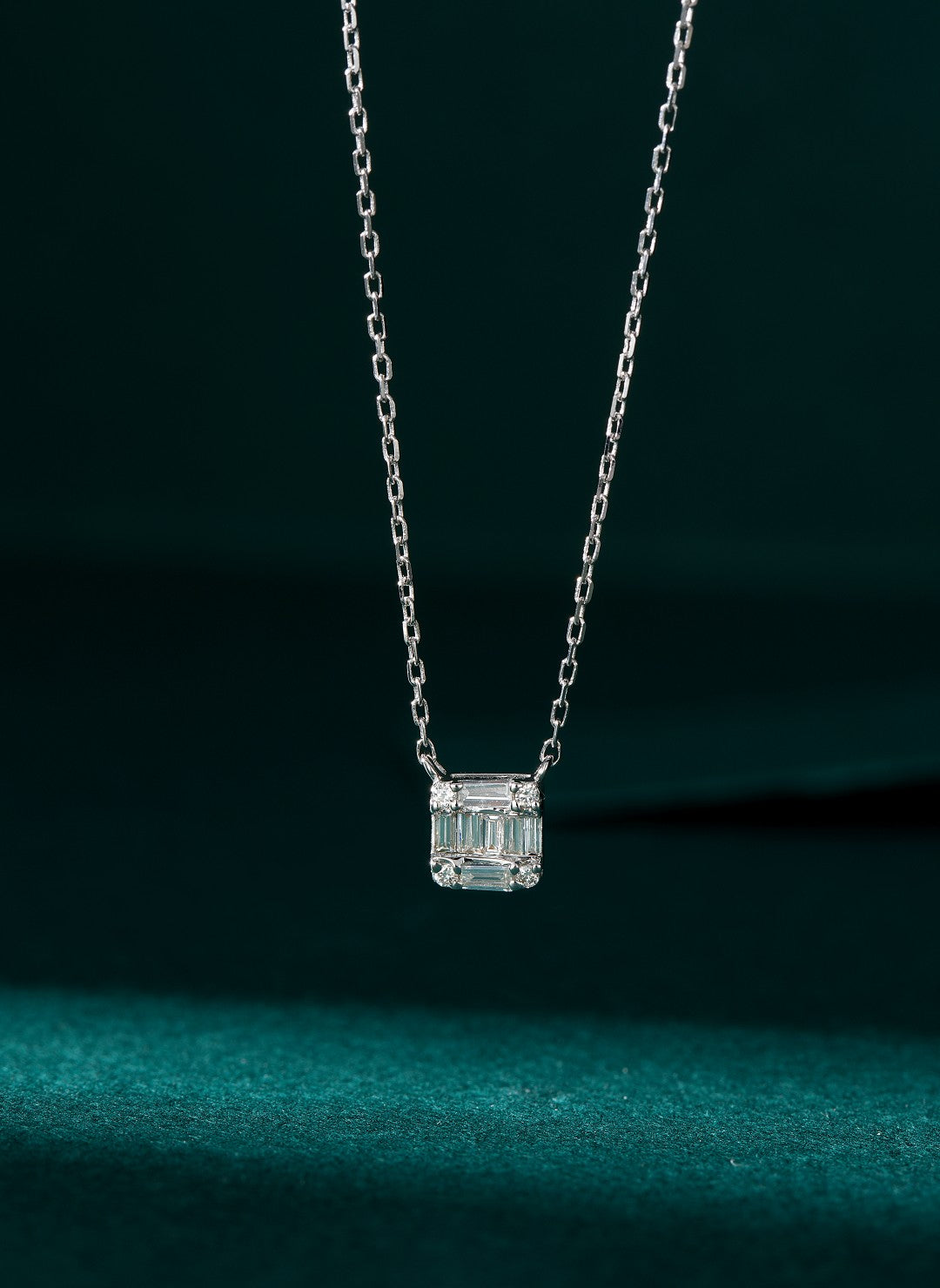 Elegant Square Pendant Jewelry with Diamond Accent - White Diamond Pendant