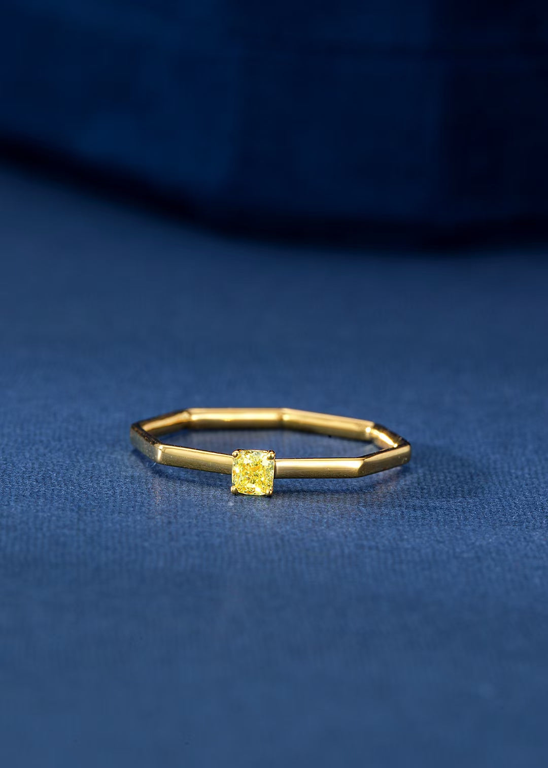 Elegant Yellow Diamond Octagonal Cushion Cut Ring | Jewelry Gem - Yellow Diamond Ring