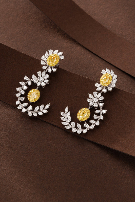 Elegant Yellow Diamond Oval Branch Earrings - Luxurious Jewelry Jeweler.Jewelry