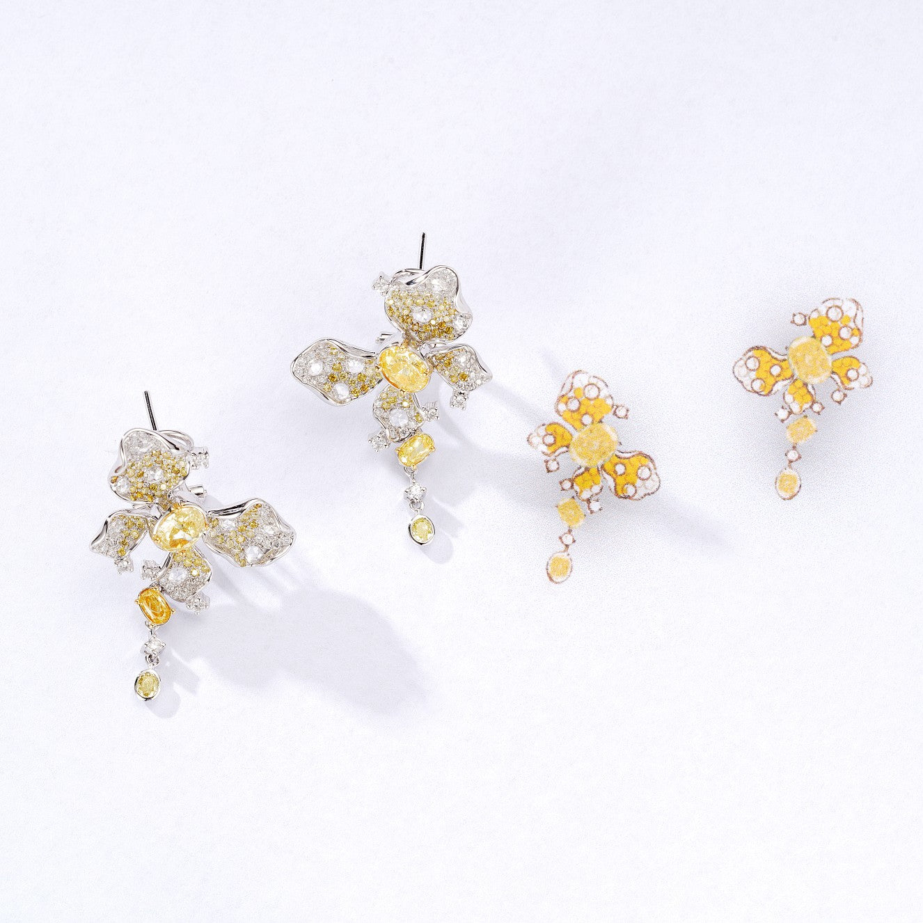 Elegant Yellow Diamond Oval Butterfly Earrings - Premium Jewelry Jeweler.Jewelry