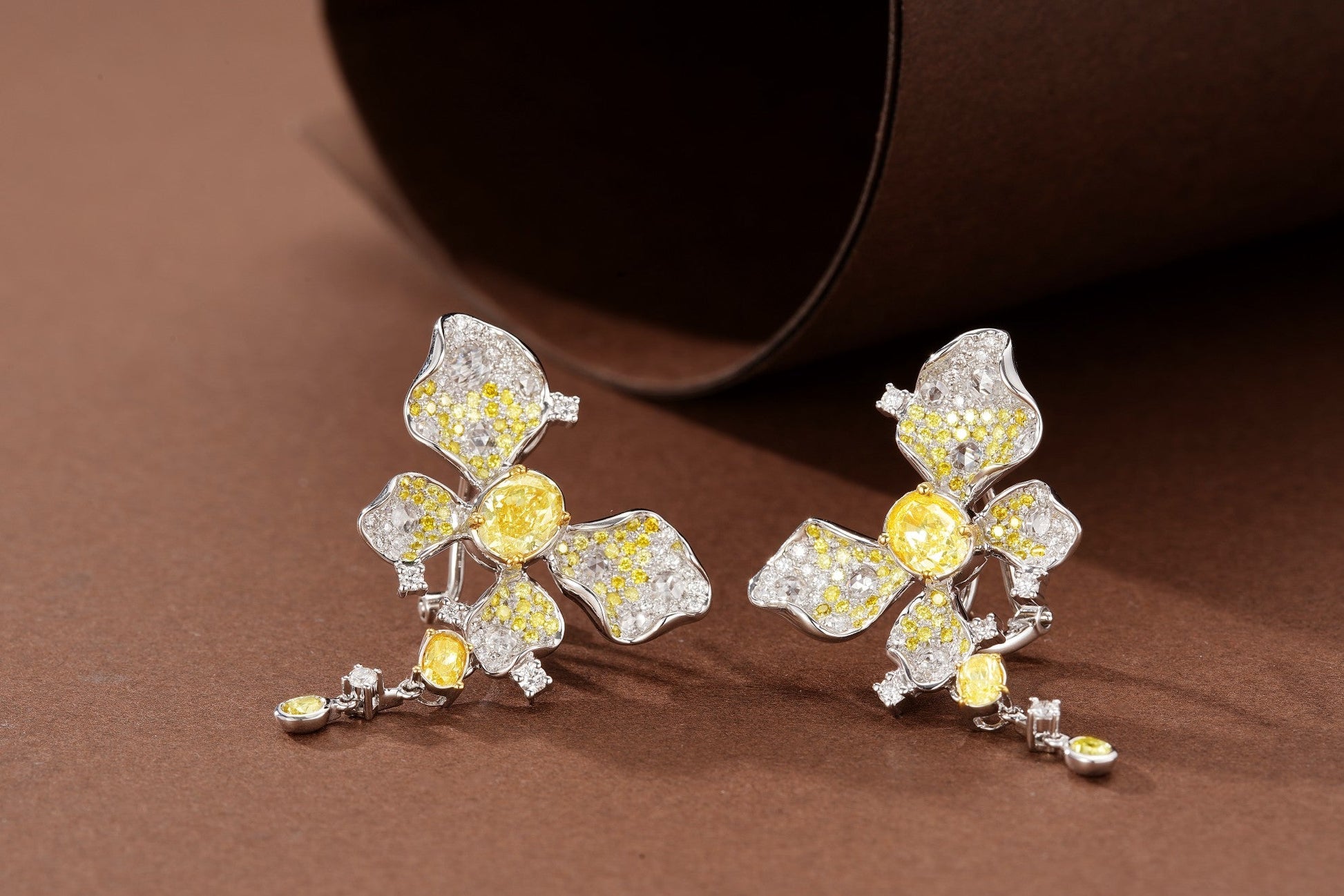 Elegant Yellow Diamond Oval Butterfly Earrings - Premium Jewelry Jeweler.Jewelry