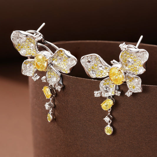 Elegant Yellow Diamond Oval Butterfly Earrings - Premium Jewelry Jeweler.Jewelry