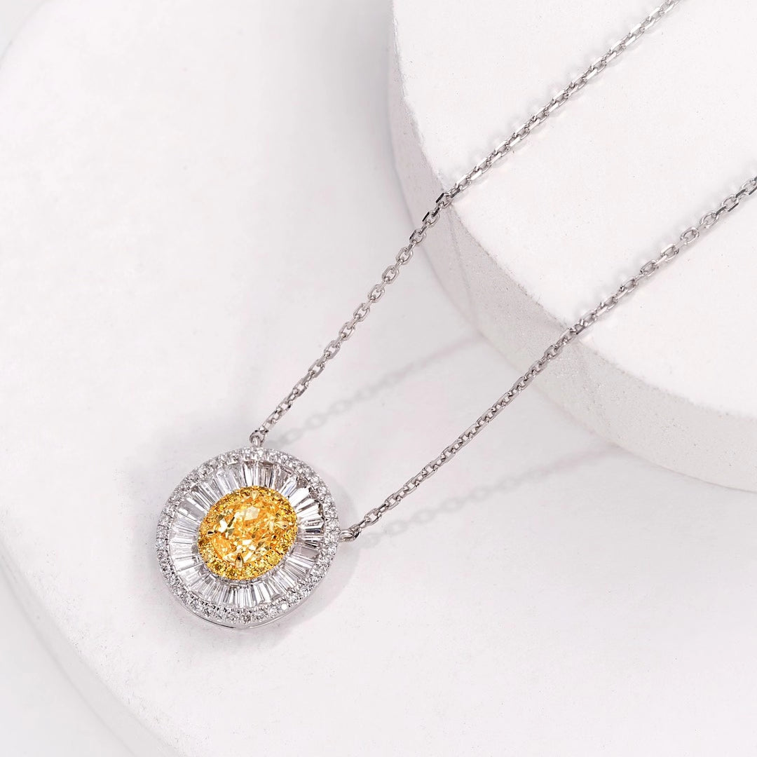 Elegant Yellow Diamond Oval Pendant Jewelry - Yellow Diamond Pendant