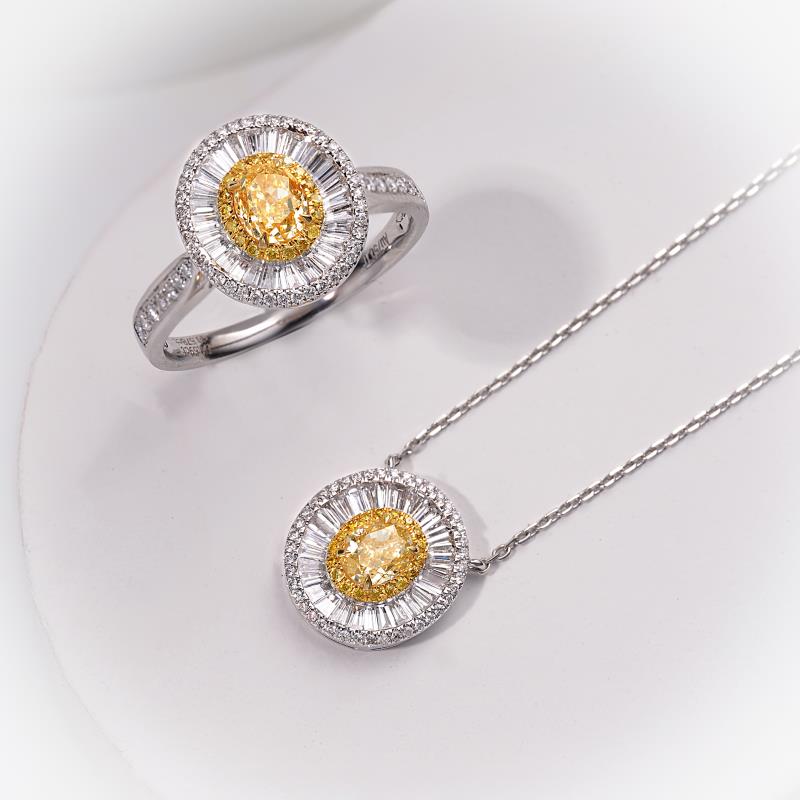 Elegant Yellow Diamond Oval Pendant Jewelry - Yellow Diamond Pendant