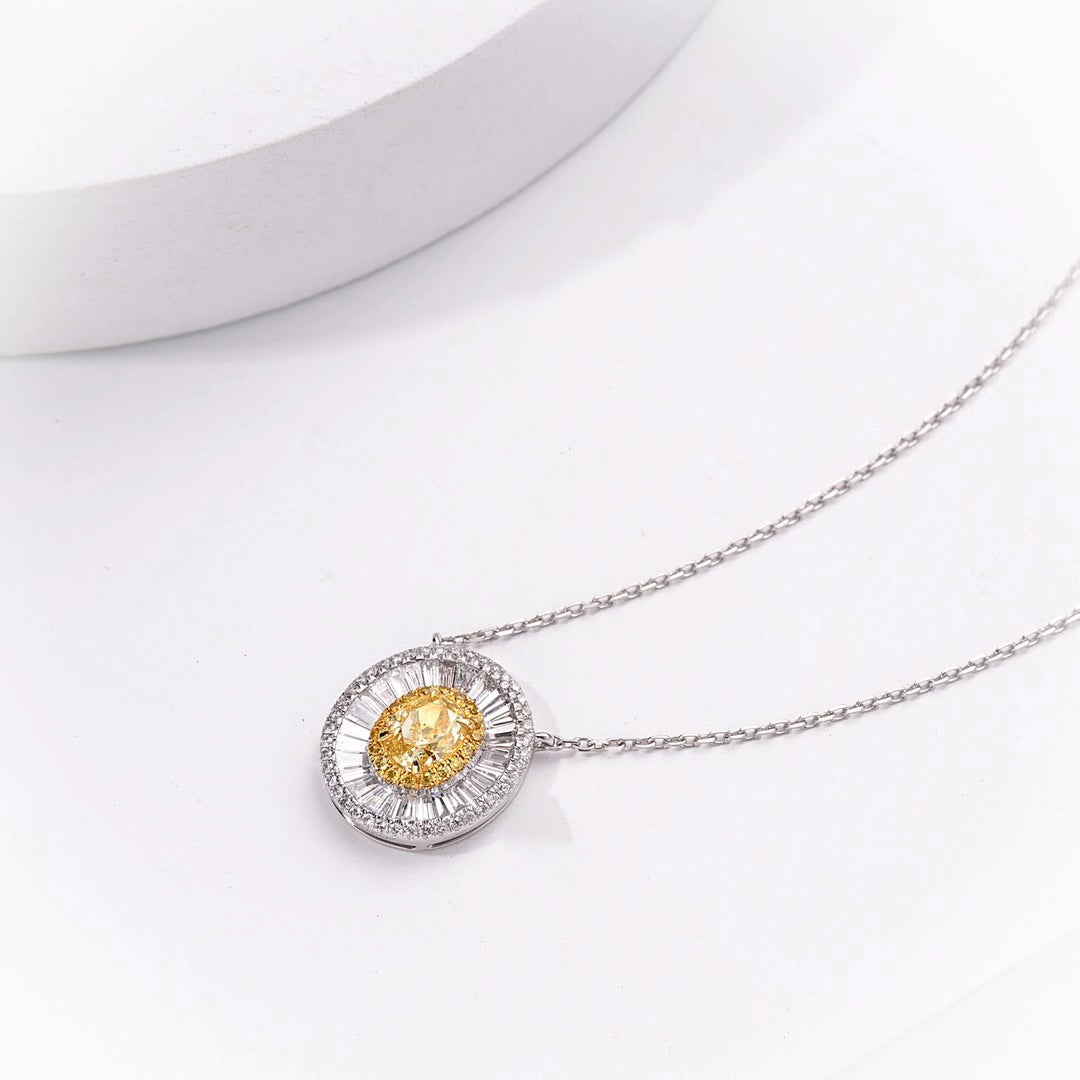 Elegant Yellow Diamond Oval Pendant Jewelry - Yellow Diamond Pendant