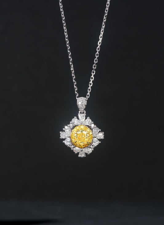 Elegant Yellow Diamond Oval Pendant with Teardrop Design - Premium Jewelry - Yellow Diamond Pendant