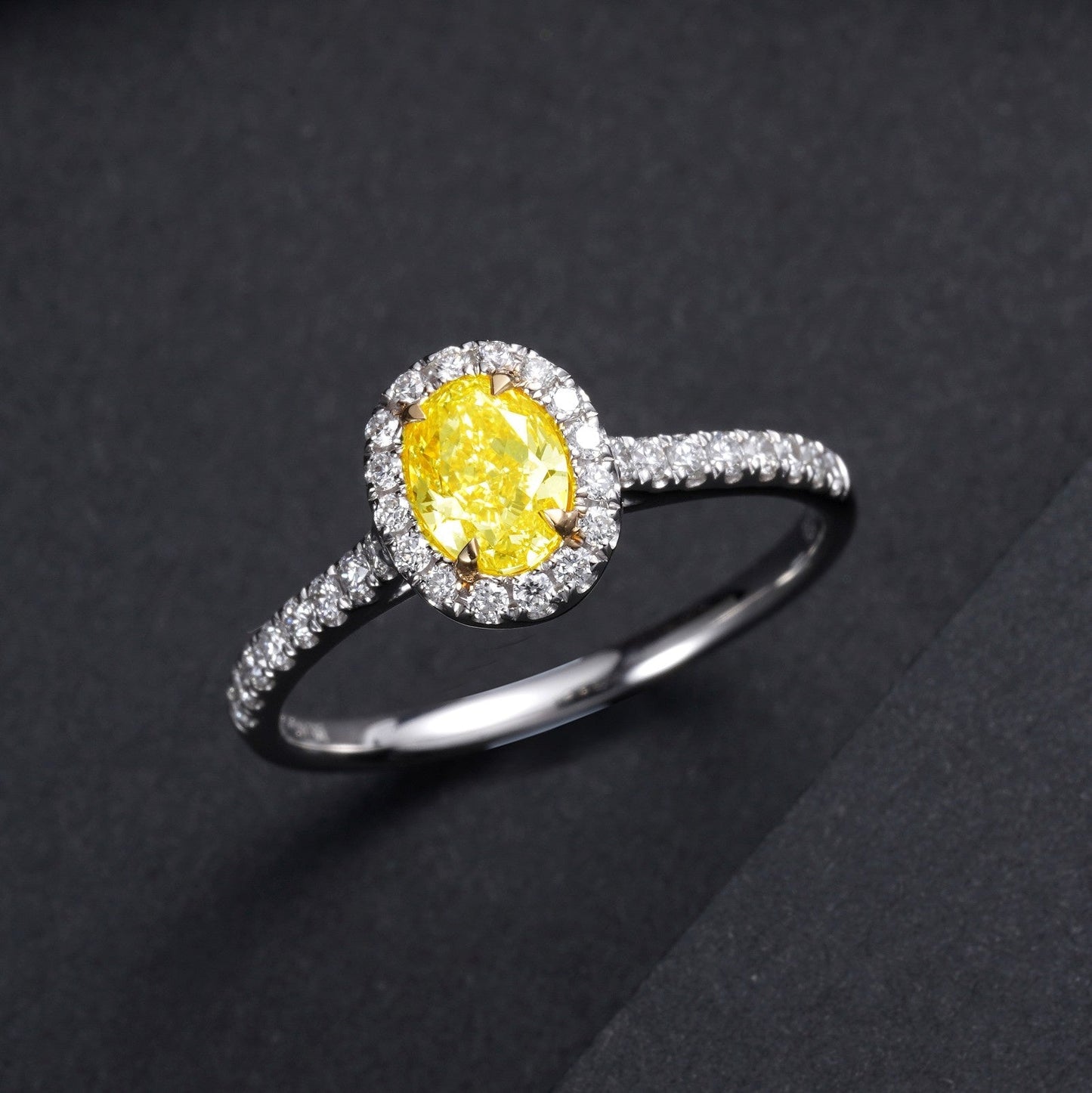 Elegant Yellow Diamond Oval Ring - Premium Jewelry Collection - Yellow Diamond Ring