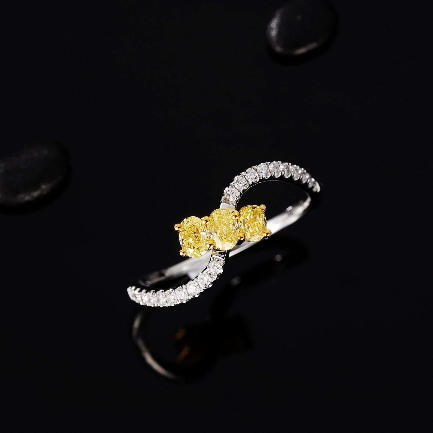 Elegant Yellow Diamond S-Shaped Ellipse Ring - Fine Jewelry - Yellow Diamond Ring