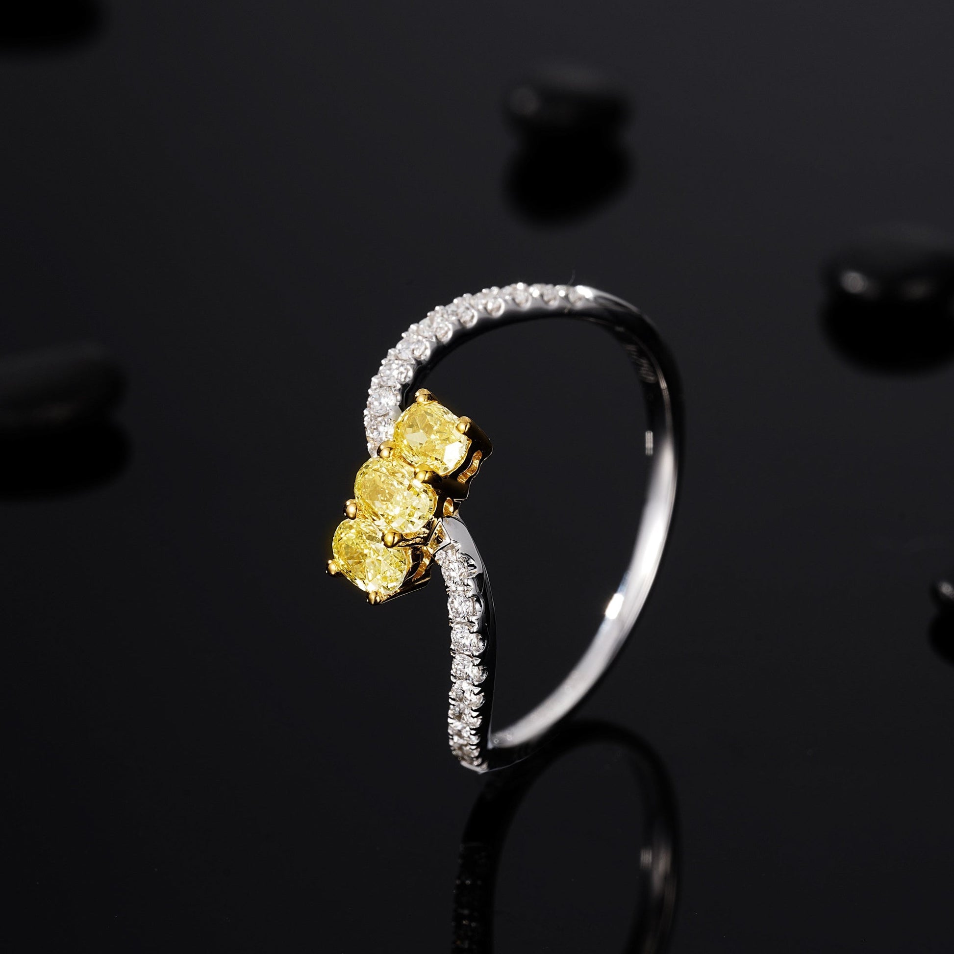 Elegant Yellow Diamond S-Shaped Ellipse Ring - Fine Jewelry - Yellow Diamond Ring