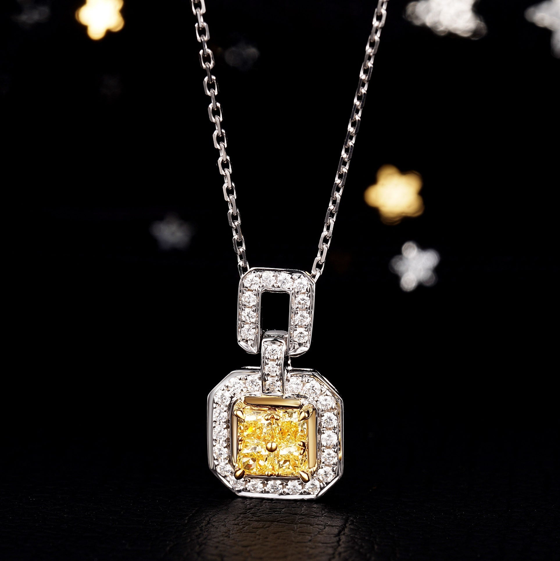 Elegant Yellow Diamond Sea Kiss Pendant Jewelry - Yellow Diamond Pendant