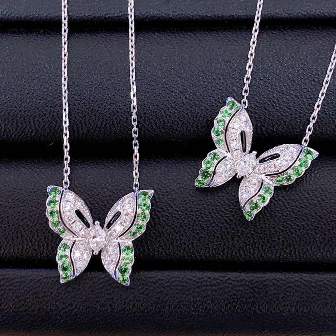 Emerald Butterfly Pendant Necklace - Luxurious Gemstone Jewelry - Chevrolet pendant