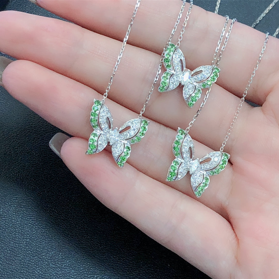 Emerald Butterfly Pendant Necklace - Luxurious Gemstone Jewelry - Chevrolet pendant