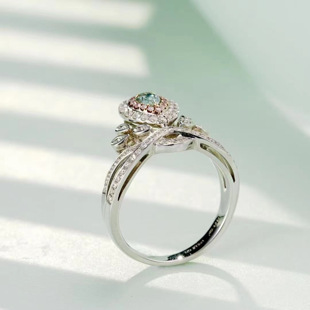 Emerald Crown Ring Jewelry with Diamond Accent - A Luxurious Choice - Green Diamond Ring