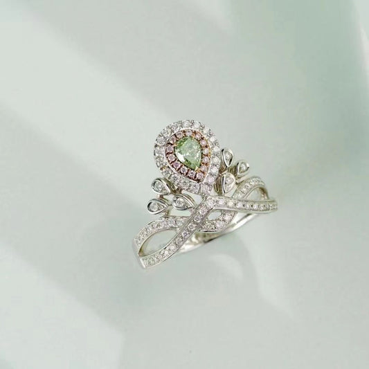 Emerald Crown Ring Jewelry with Diamond Accent - A Luxurious Choice - Green Diamond Ring