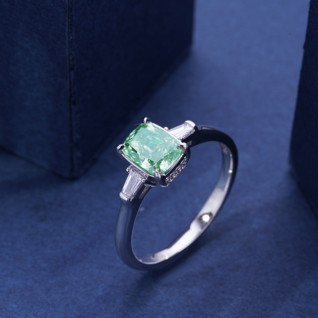 Emerald Cut Diamond Ring with GIA Certification - Luxurious Jewelry Piece - Green Diamond Ring