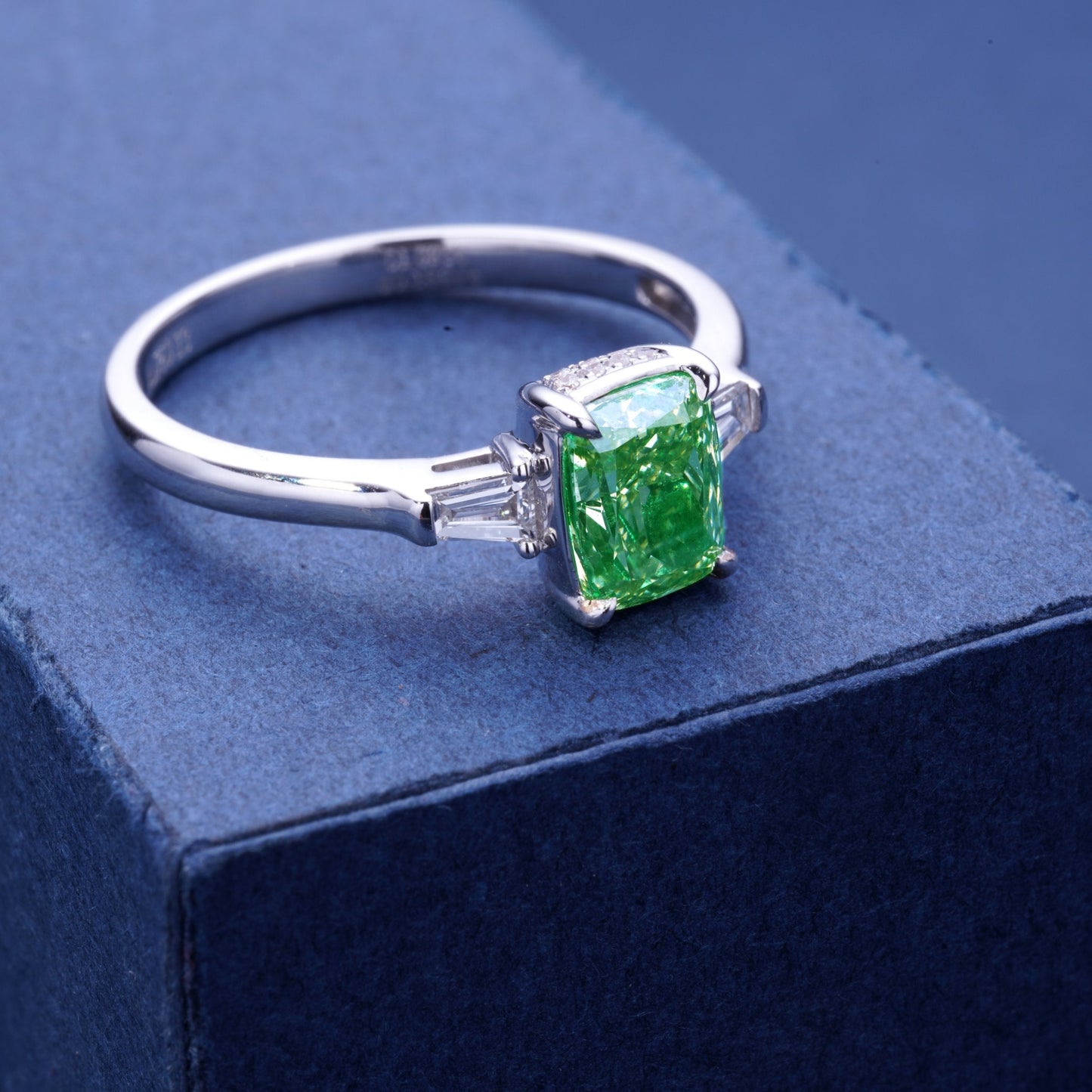 Emerald Cut Diamond Ring with GIA Certification - Luxurious Jewelry Piece - Green Diamond Ring