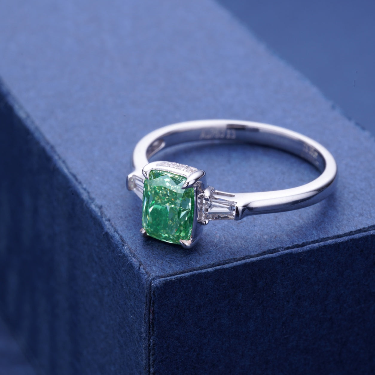 Emerald Cut Diamond Ring with GIA Certification - Luxurious Jewelry Piece - Green Diamond Ring