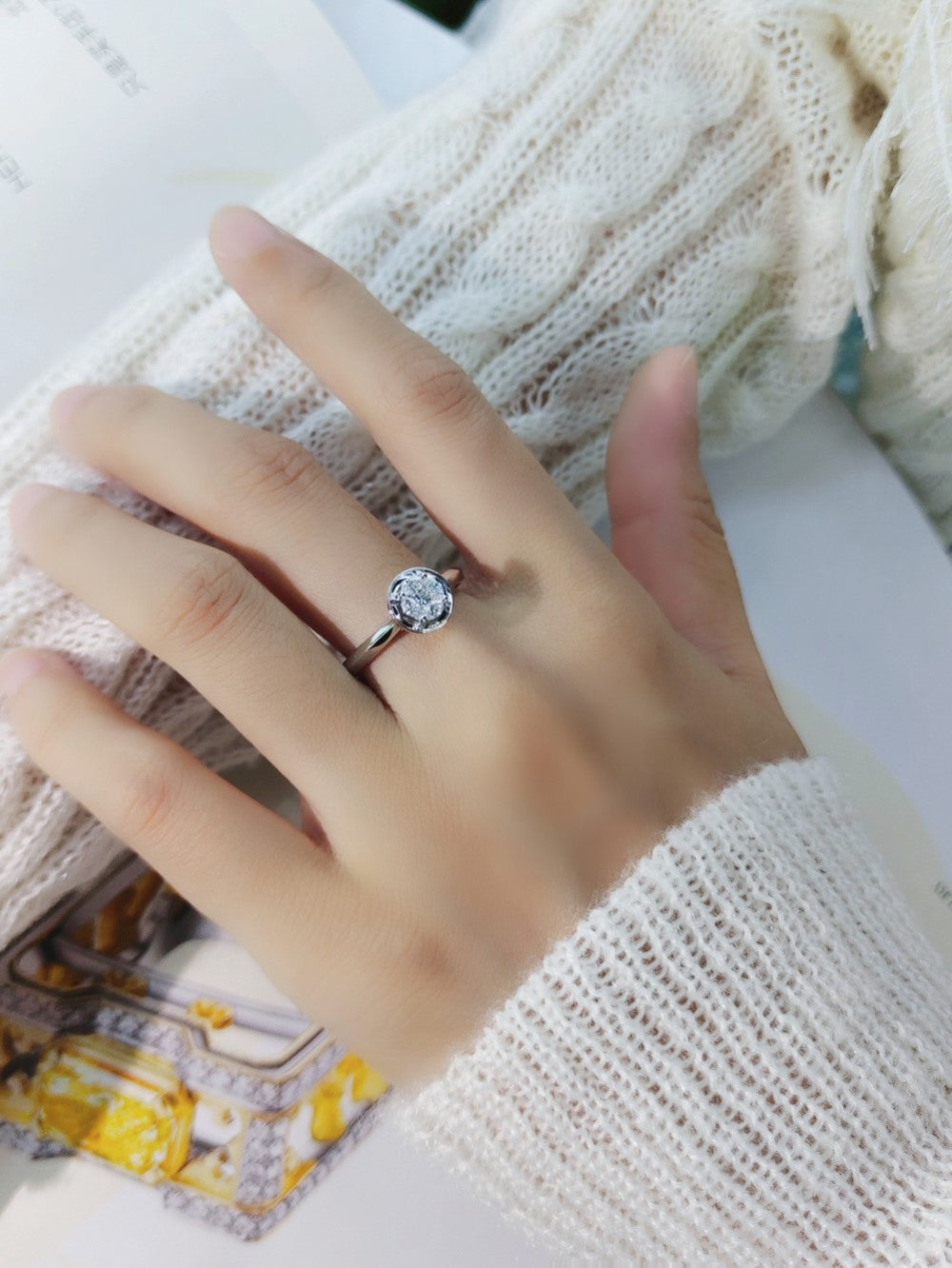 Enchanting Diamond and Ancient Coin Ring - Unique Jewelry Piece - White Diamond Ring