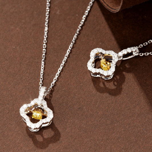 Enchanting Four-Leaf Pendant Jewelry - Yellow Diamond Pendant