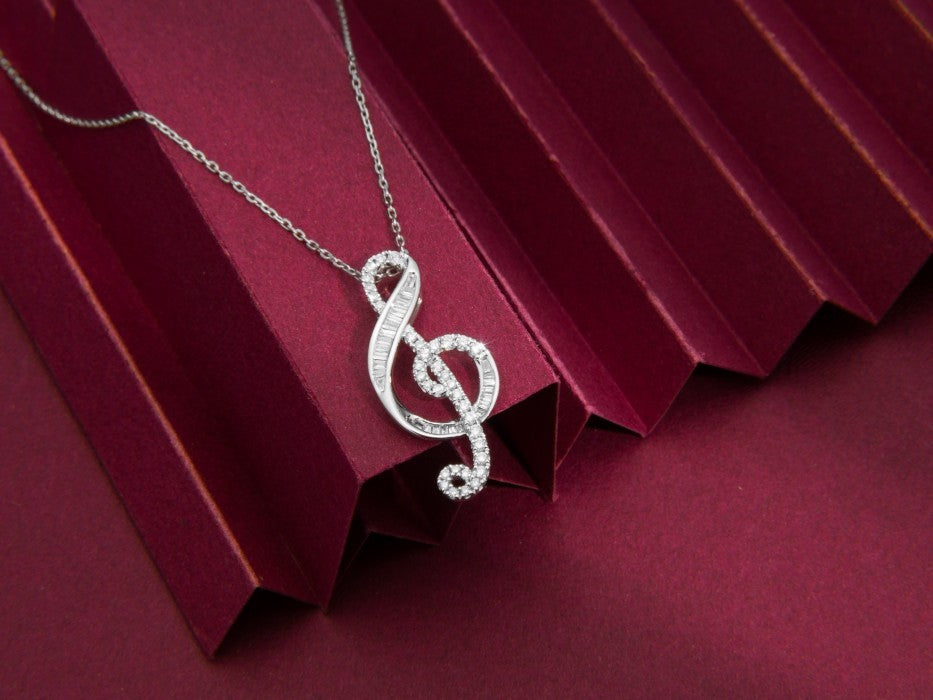 Enchanting Music Note Pendant Jewelry - A Must-Have Elegance - White Diamond Pendant