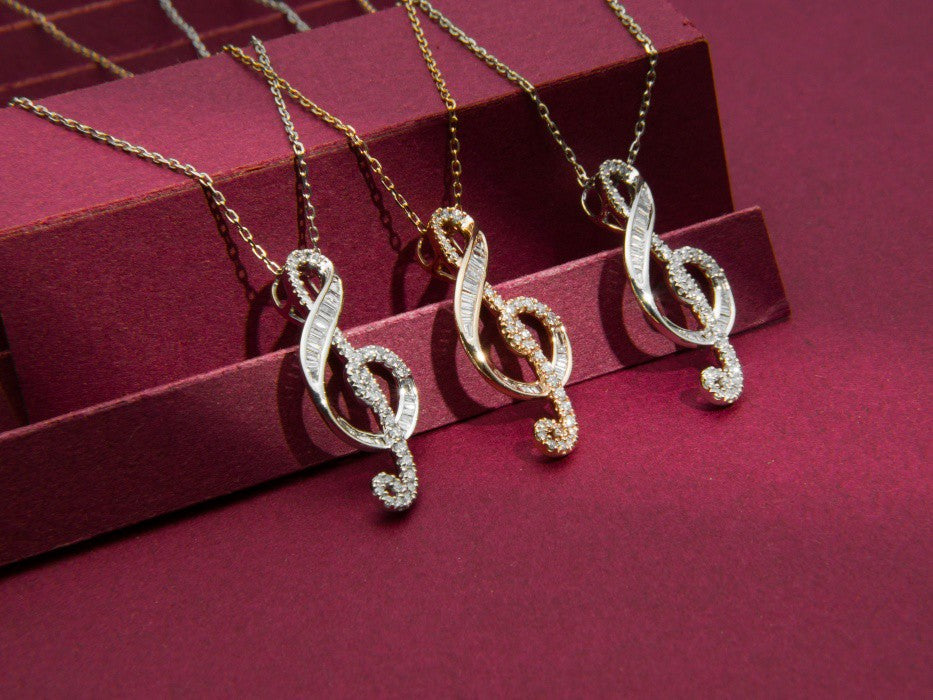 Enchanting Music Note Pendant Jewelry - A Must-Have Elegance - White Diamond Pendant