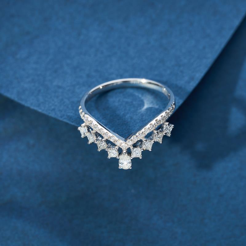 Enchanting Princess Crown Ring - Luxurious Jewelry Piece - White Diamond Ring