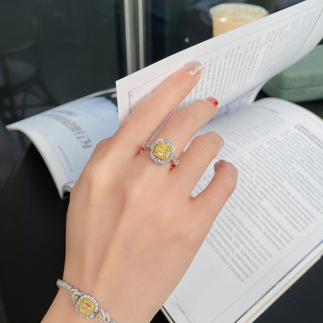 Enchanting Princess-Cut Yellow Diamond Ring | Jewelry Gem - Yellow Diamond Ring