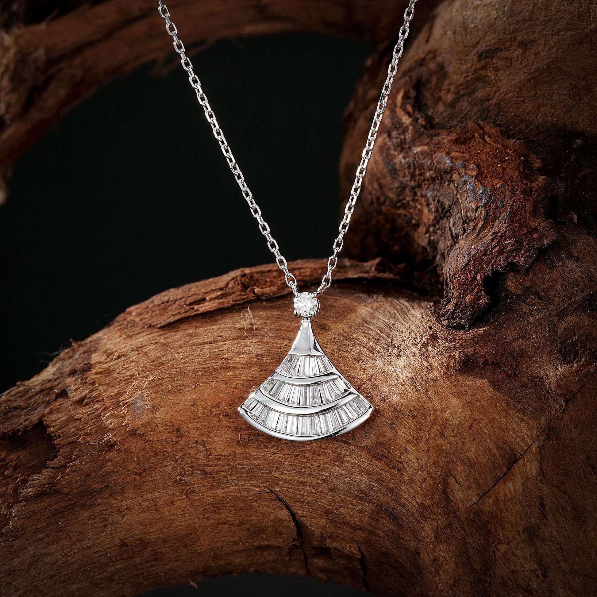 Enchanting Round T-Shirt Dress Pendant Jewelry - White Diamond Pendant