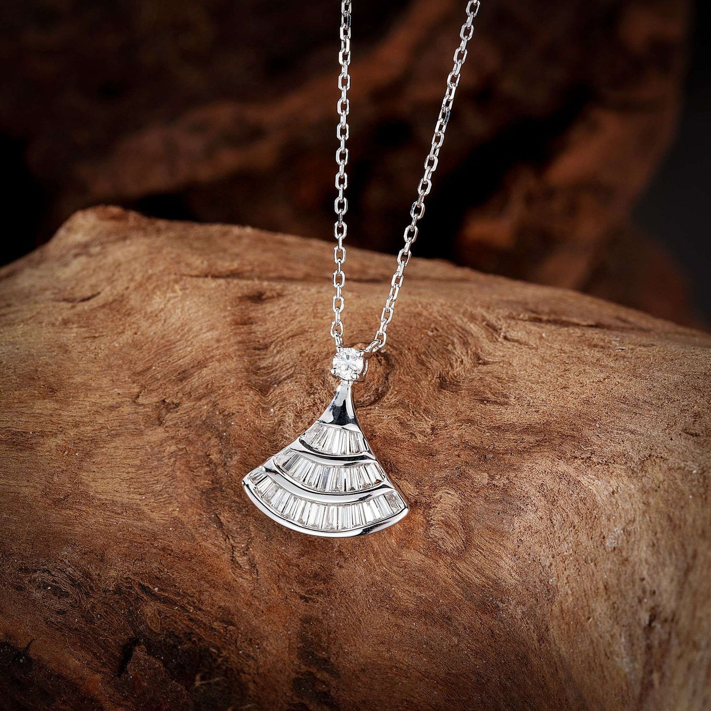 Enchanting Round T-Shirt Dress Pendant Jewelry - White Diamond Pendant