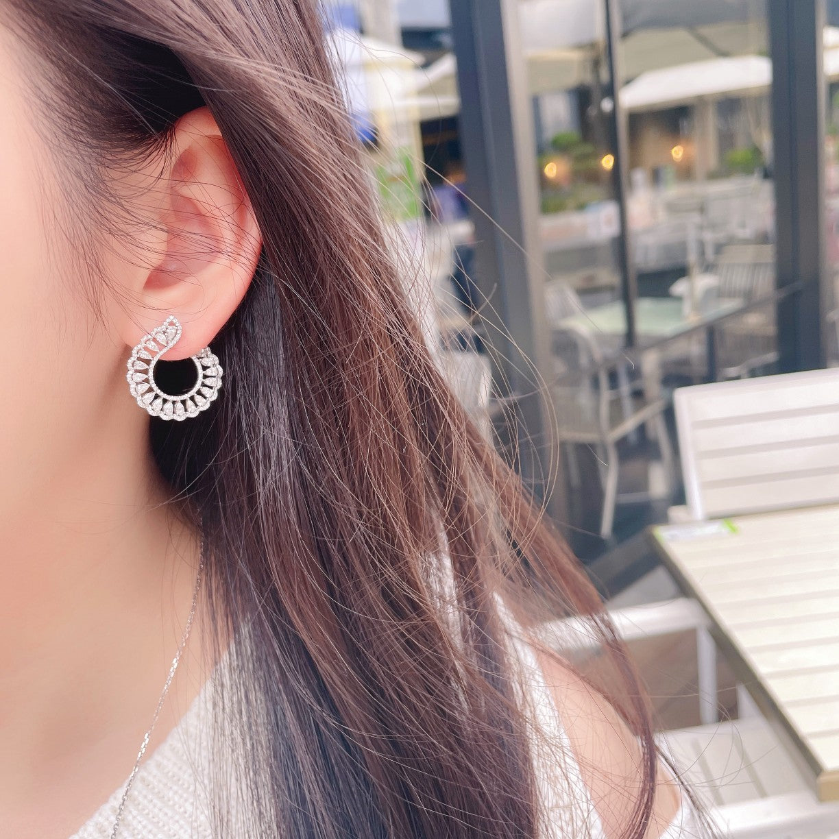 Enchanting Water Drop Half-Circle Earrings - Premium Jewelry - Jeweler.Jewelry