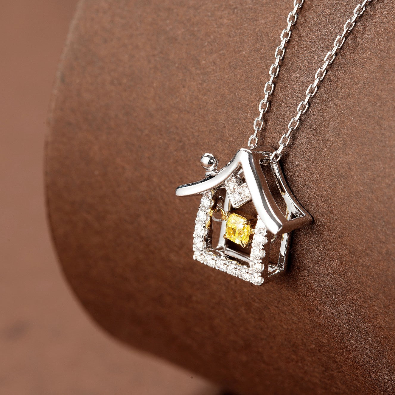 Enchanting Yellow Diamond Pendant - Unique Jewelry Piece - Yellow Diamond Pendant