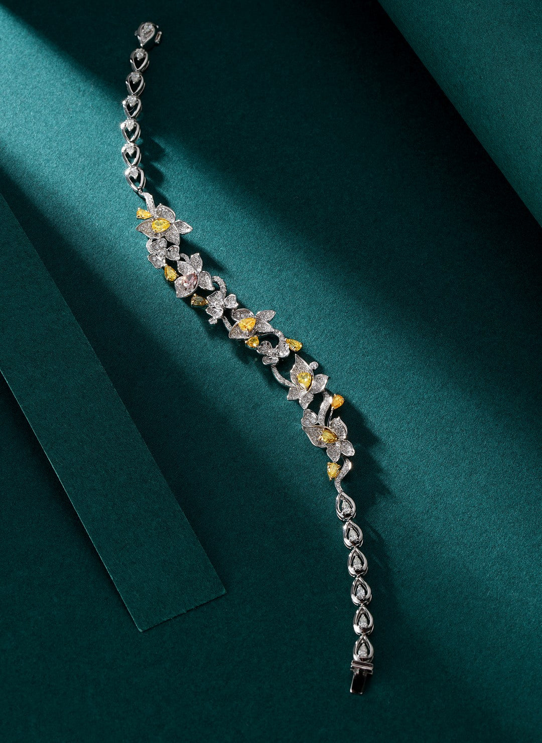 Enchanting Yellow Diamond Waterdrop Multicolor Butterfly Bracelet - Premium Jewelry - Colored Diamond Bracelet