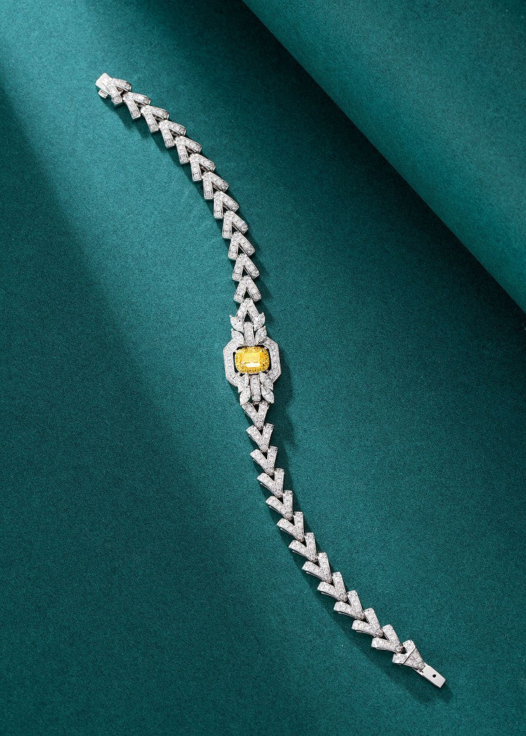 Exclusive Diamond Cluster Bracelet - Luxurious Jewelry Piece - Yellow Diamond Bracelet