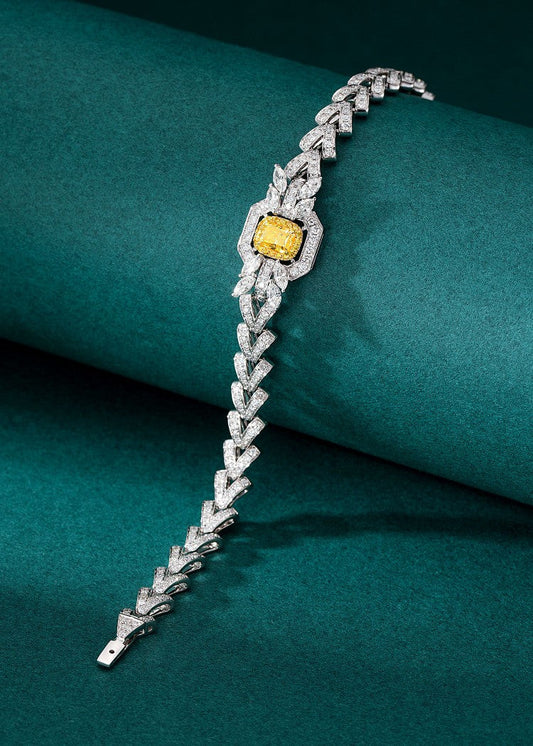 Exclusive Diamond Cluster Bracelet - Luxurious Jewelry Piece - Yellow Diamond Bracelet