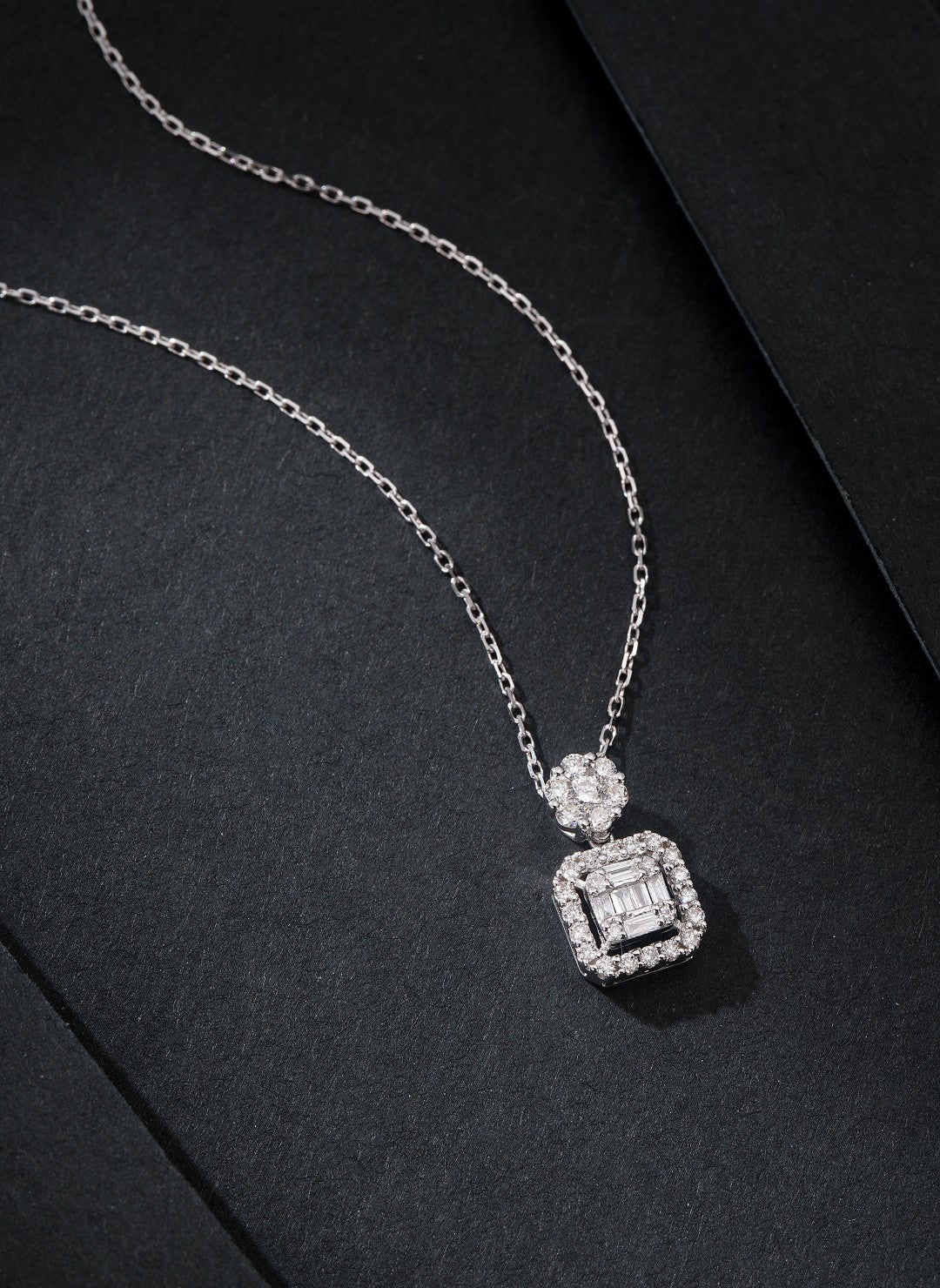 Exclusive Diamond Pendant: Six-Prong Setting with Square Shape Jewelry - White Diamond Pendant