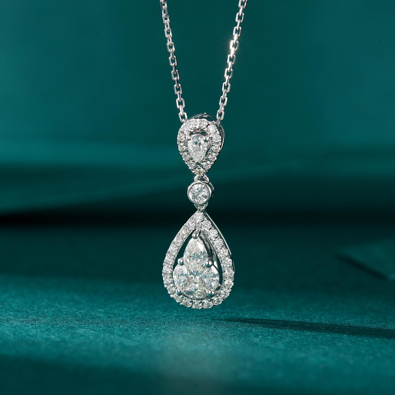 Exclusive Marquise and Drop Shape Pendant Jewelry - White Diamond Pendant