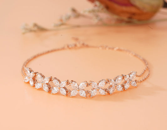 Exclusive Marquise Four-Leaf Clover Bracelet - Fine Jewelry - White Diamond Bracelet