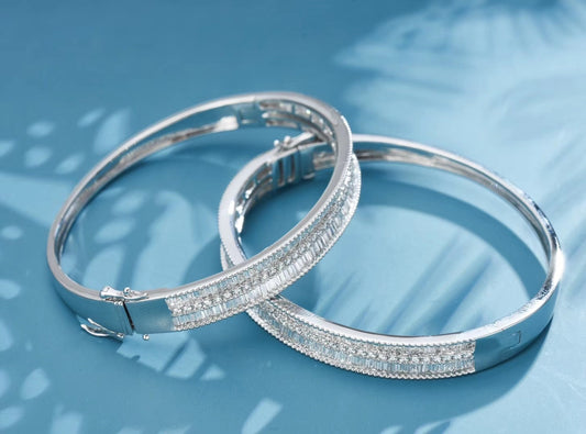 Exclusive Semi-Circle Double Row Bracelet | Premium Jewelry - White Diamond Bracelet