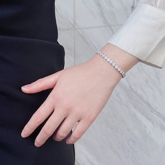 Exclusive Six-Around-One Diamond Bracelet - Premium Jewelry - White Diamond Bracelet