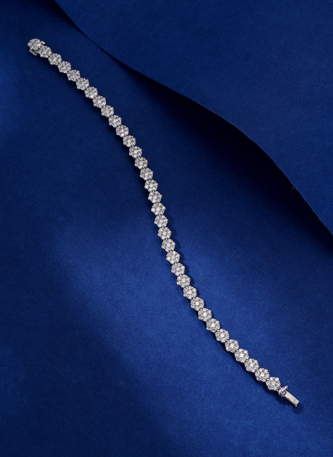 Exclusive Six-Around-One Diamond Bracelet - Premium Jewelry - White Diamond Bracelet