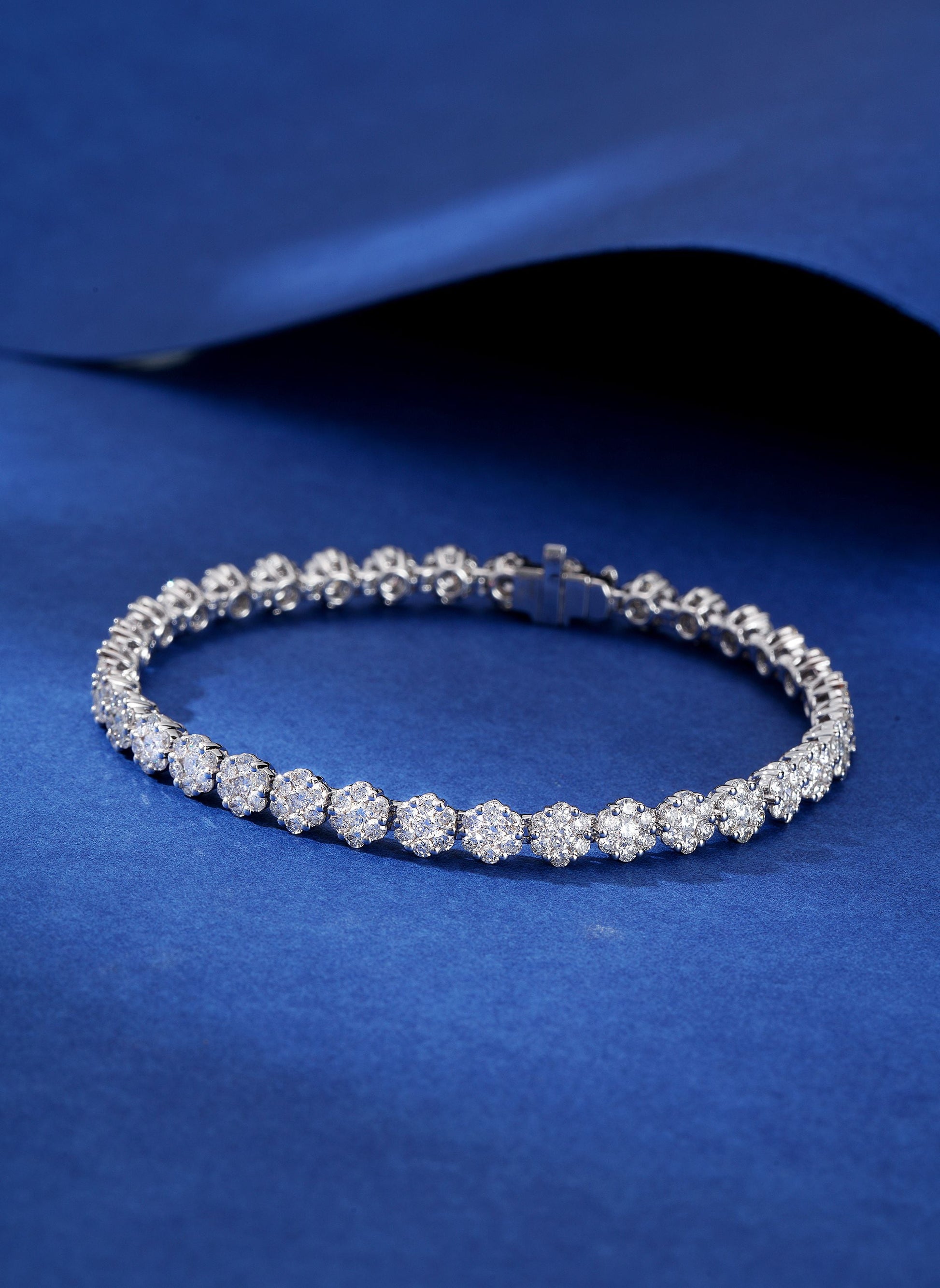 Exclusive Six-Around-One Diamond Bracelet - Premium Jewelry - White Diamond Bracelet