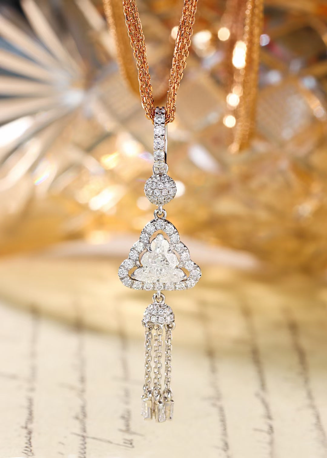 Exquisite Buddha Pendant with Tassel Chain Jewelry - White Diamond Set System