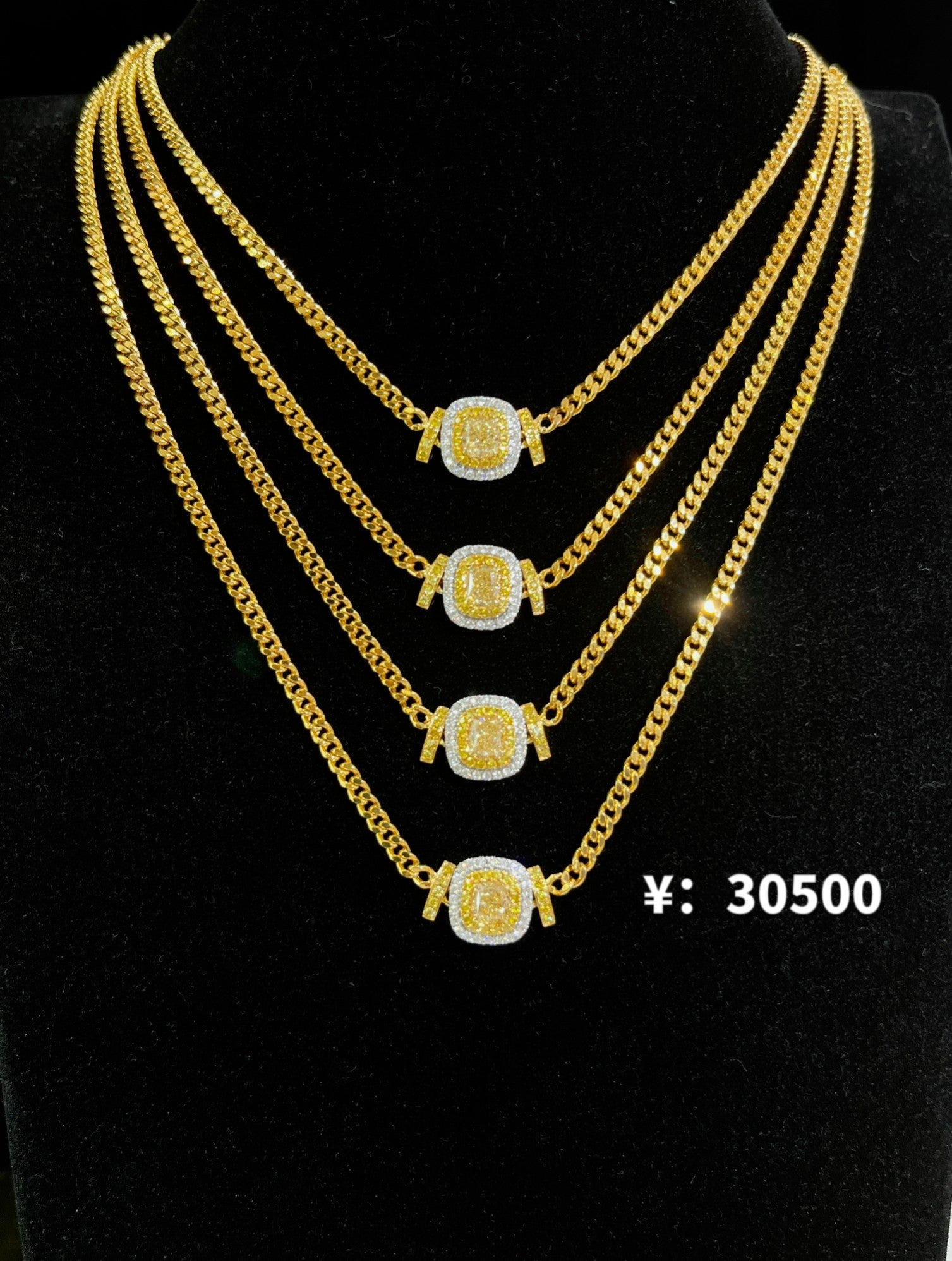 Exquisite Clara Yellow Diamond Cuban Link Chain Jewelry - Yellow Diamond Chain