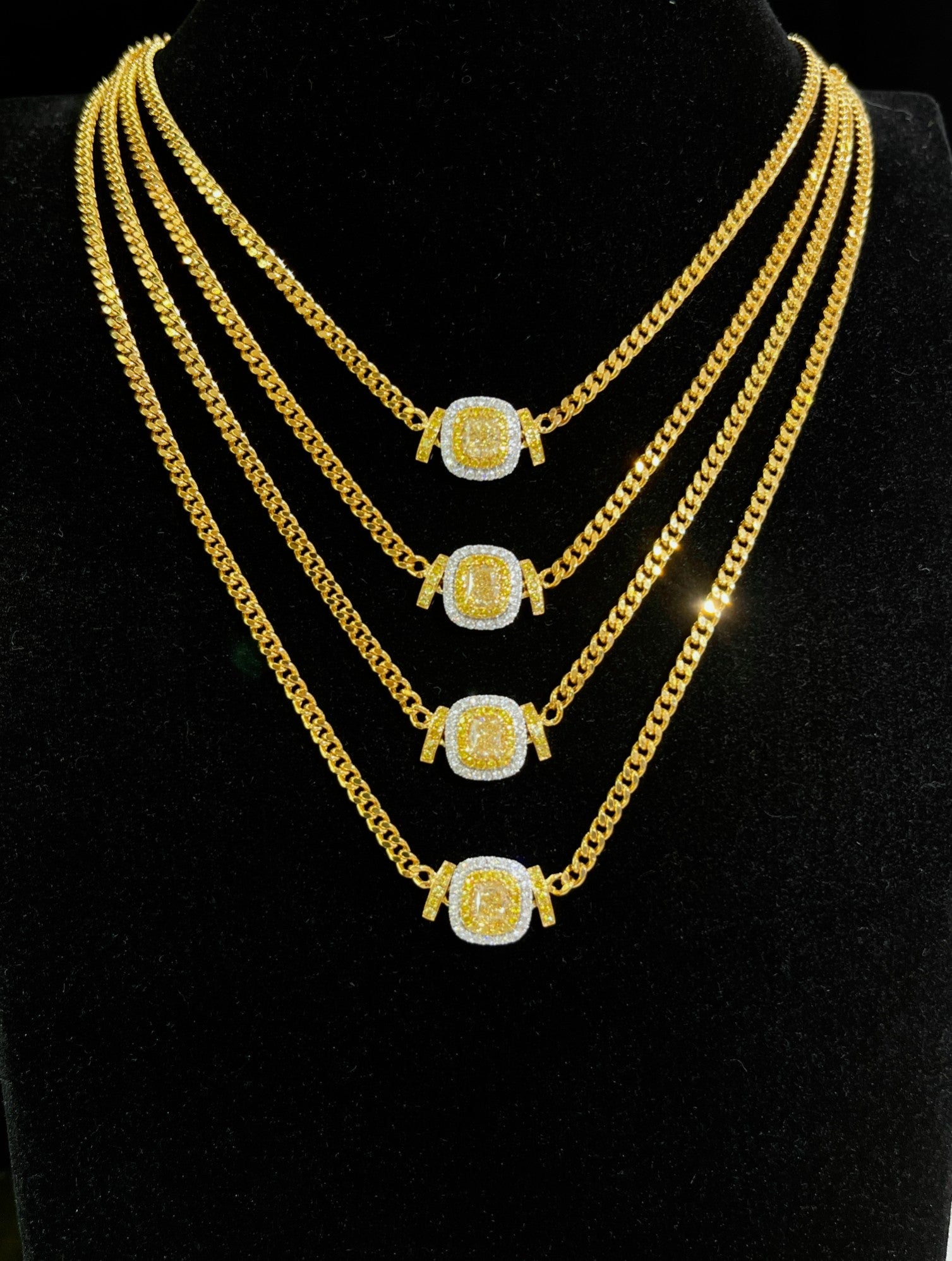 Exquisite Clara Yellow Diamond Cuban Link Chain Jewelry - Yellow Diamond Chain