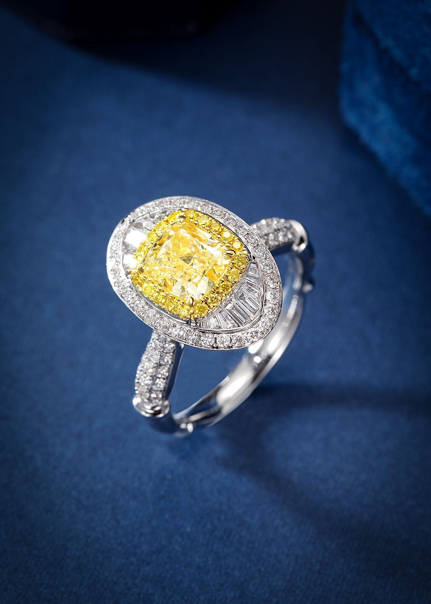 Exquisite Cushion Cut Yellow Diamond Ring - Jewelry Treasure Jeweler.Jewelry