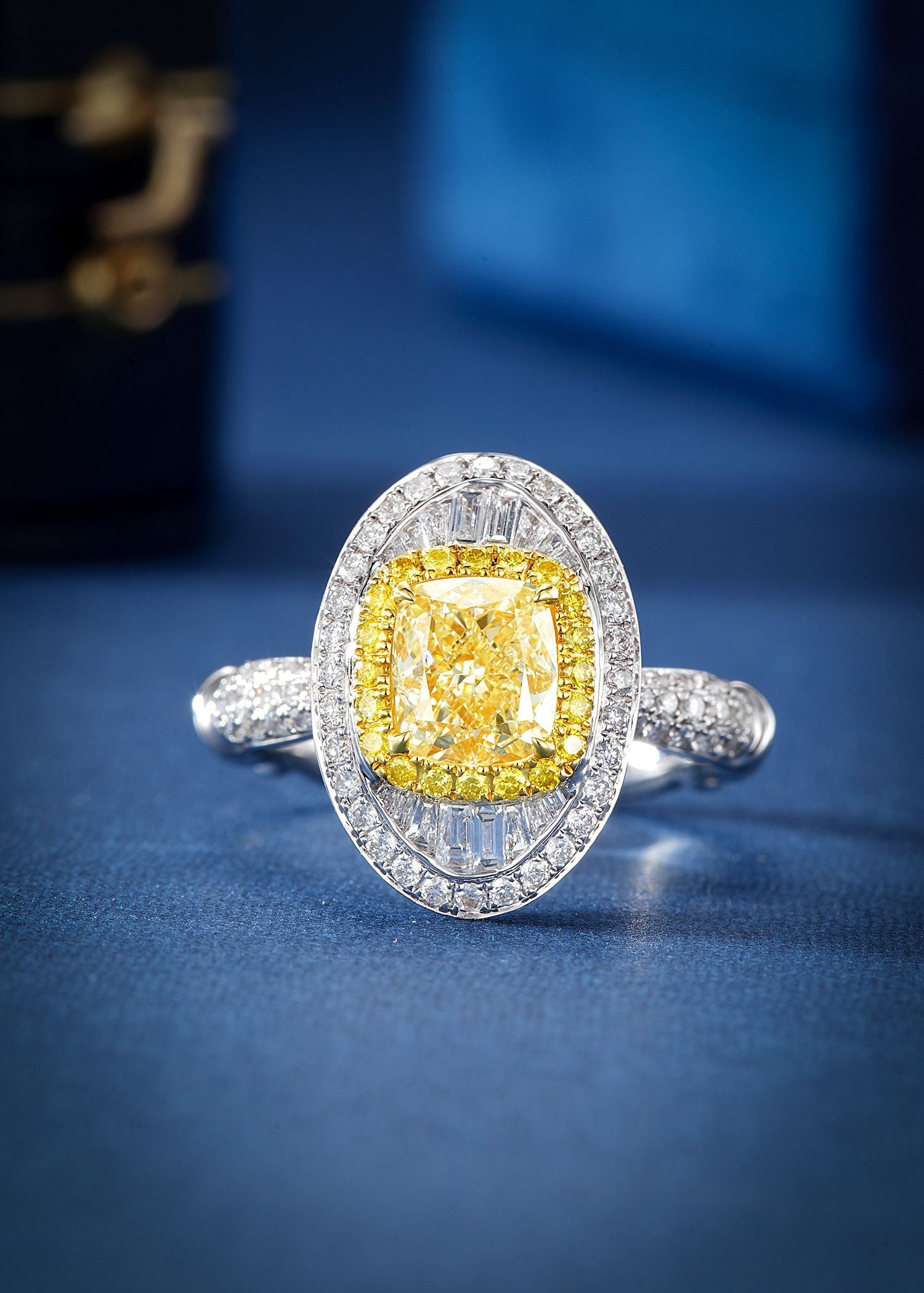 Exquisite Cushion Cut Yellow Diamond Ring - Jewelry Treasure Jeweler.Jewelry