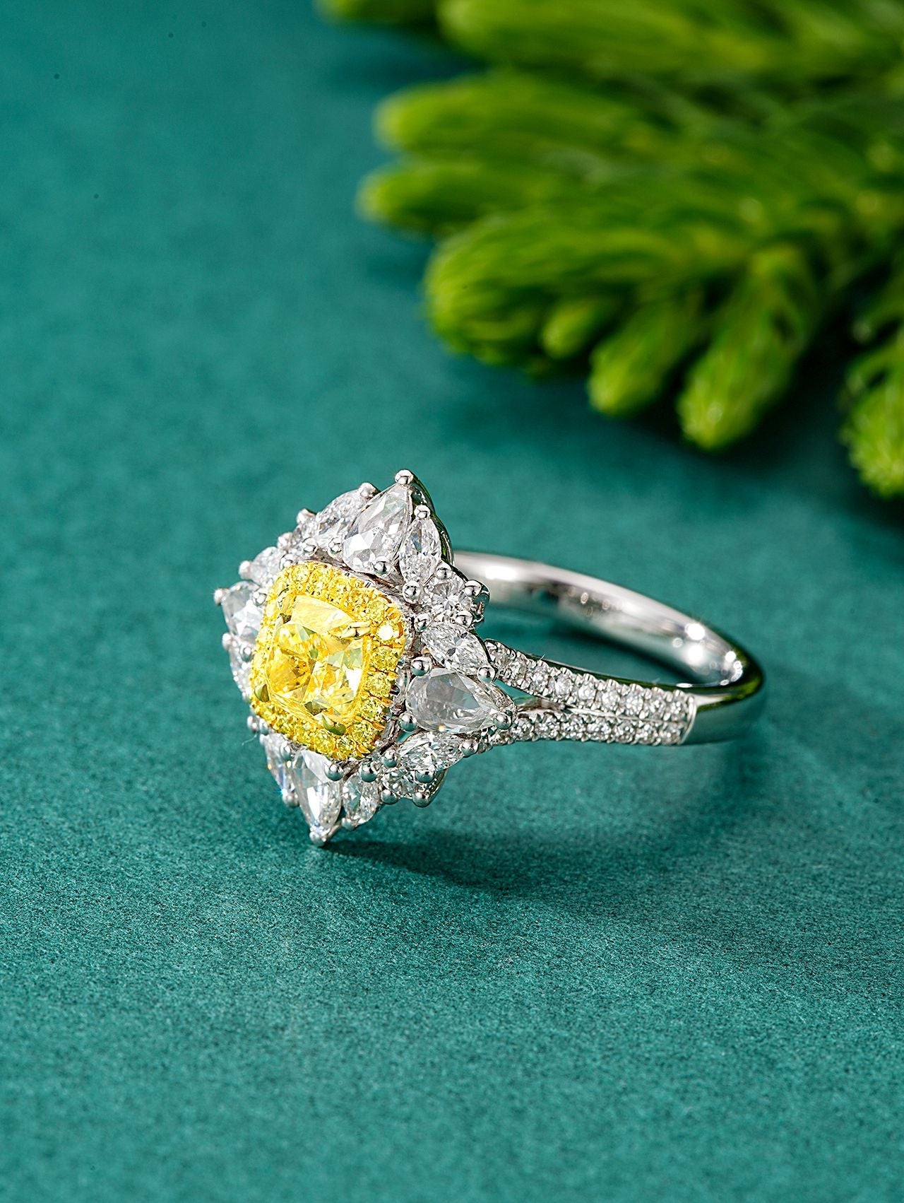 Exquisite Cushion & Marquise Cut Yellow Diamond Dual-Wear Ring - Jewelry Gem Jeweler.Jewelry