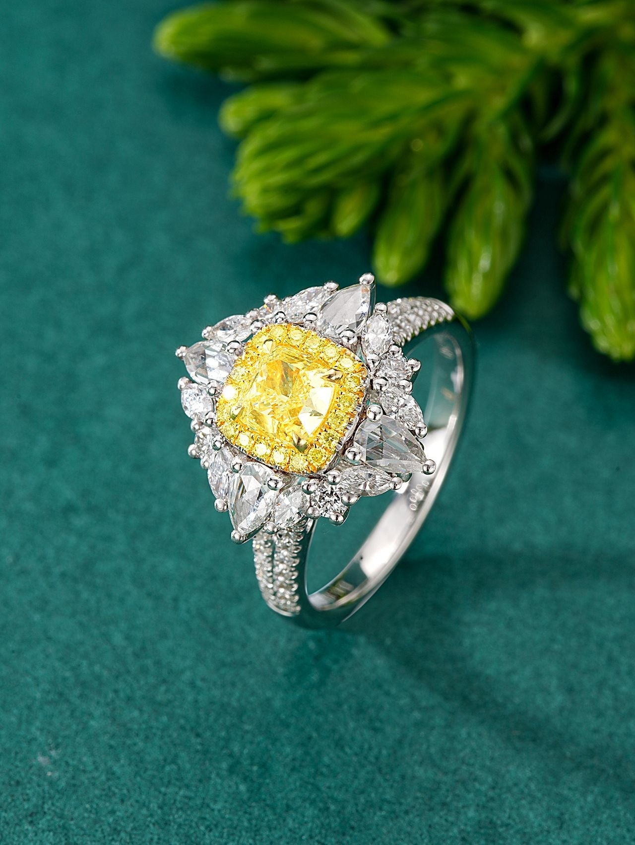 Exquisite Cushion & Marquise Cut Yellow Diamond Dual-Wear Ring - Jewelry Gem Jeweler.Jewelry