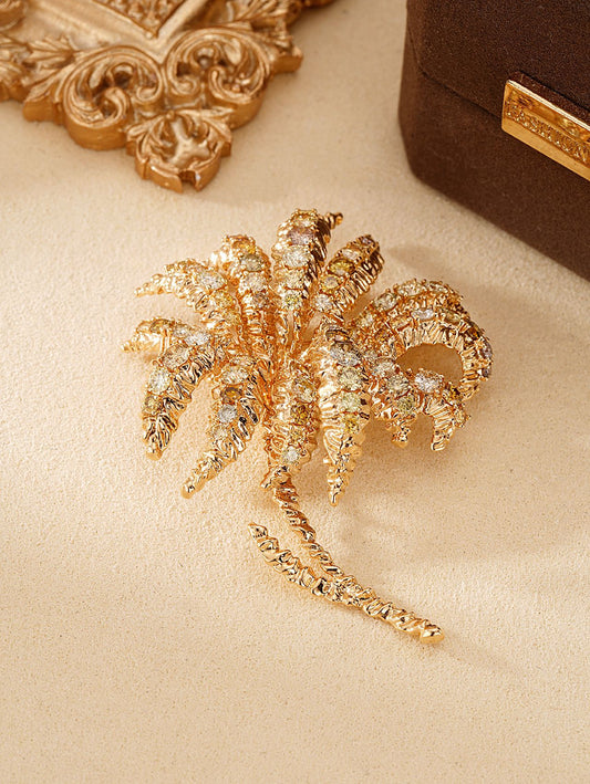 Exquisite Diamond and Sapphire Palm Tree Brooch - Luxury Jewelry - Brooch