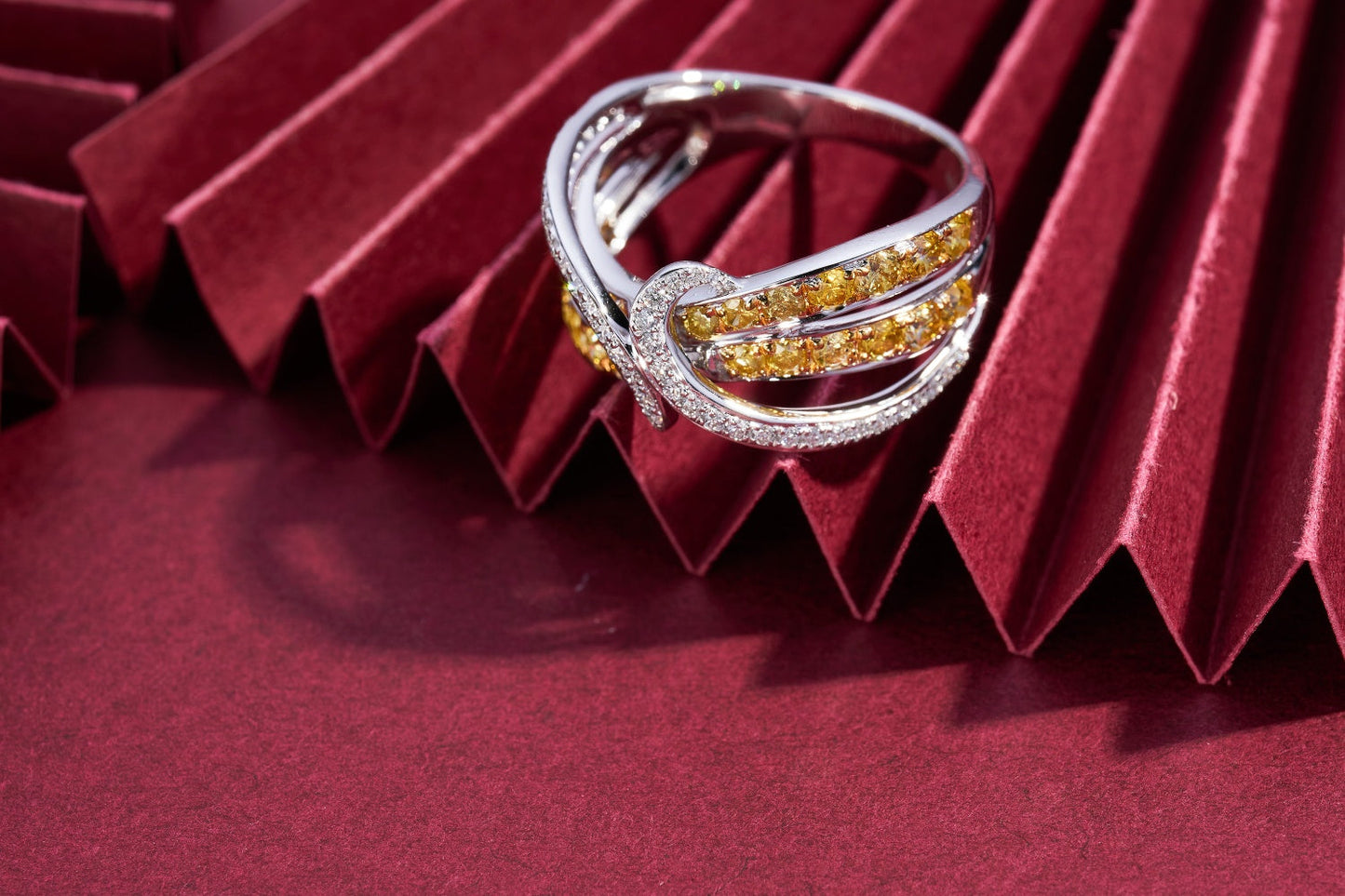 Exquisite Diamond Double C Ring | Premium Jewelry Collection - Yellow Diamond Ring